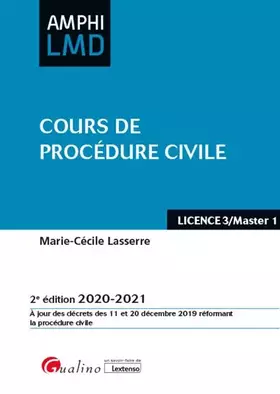 Couverture du produit · Cours de procédure civile (2020)