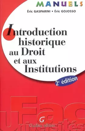 Couverture du produit · Introduction historique au Droit et aux Institutions