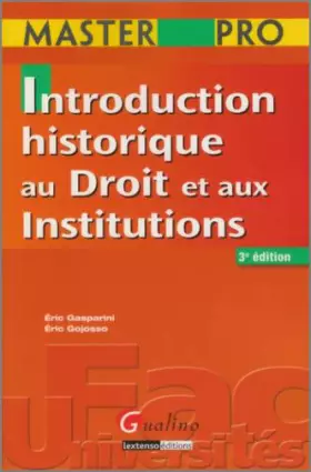 Couverture du produit · Introduction historique au droit et aux institutions
