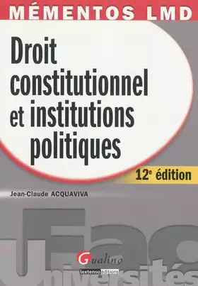 Couverture du produit · Droit constitutionnel et institutions politiques