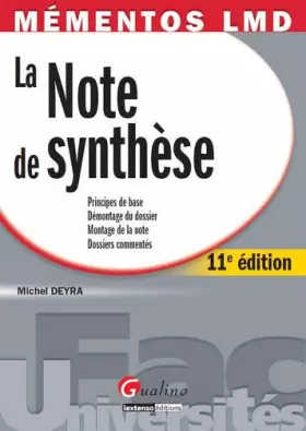 Couverture du produit · La note de synthèse : Manuel méthodologique