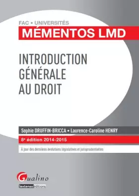 Couverture du produit · Introduction générale au droit, 8ème Ed