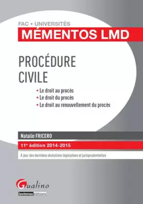 Couverture du produit · Mémentos LMD - Procédure civile 2014-2015, 11ème Ed