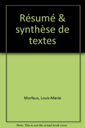 Couverture du produit · Résumé & synthèse de textes
