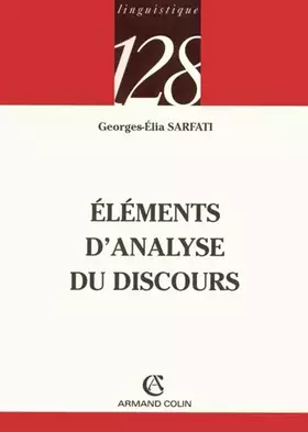 Couverture du produit · Eléments d'analyse du discours