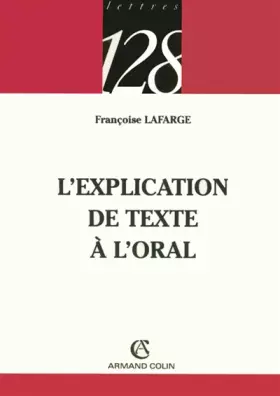 Couverture du produit · Explication de texte à l'oral
