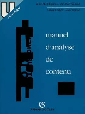Couverture du produit · MANUEL D'ANALYSE DE CONTENU