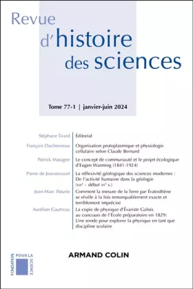 Couverture du produit · Revue d'histoire des sciences 1/2024: Varia