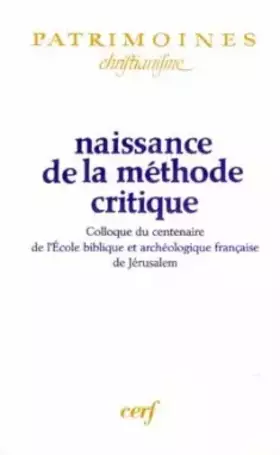 Couverture du produit · Naissance de la méthode critique