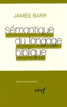 Couverture du produit · Sémantique du langage biblique