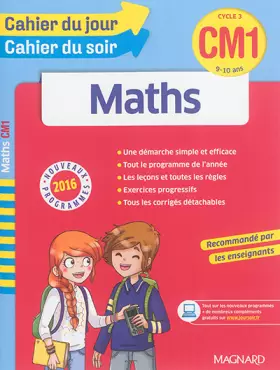 Couverture du produit · Cahier du jour/Cahier du soir Maths CM1 - Nouveau programme 2016