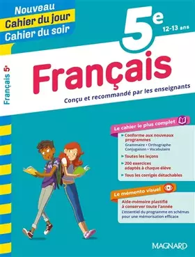 Couverture du produit · 5E FRANCAIS CAHIER DU JOUR CAHIER DU SOI