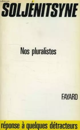 Couverture du produit · Nos pluralistes