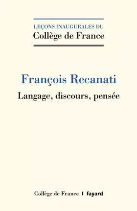 Couverture du produit · Langage, discours, pensée