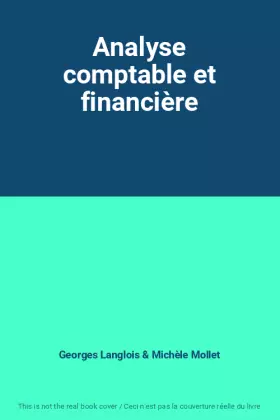 Couverture du produit · Analyse comptable et financière