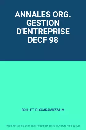 Couverture du produit · ANNALES ORG. GESTION D'ENTREPRISE DECF 98