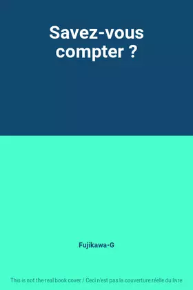Couverture du produit · Savez-vous compter ?