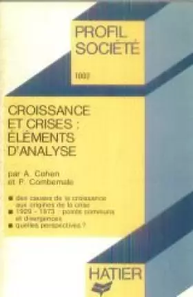 Couverture du produit · Croissance et crise elements d'analyse