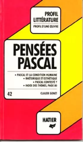 Couverture du produit · Profil D'Une Oeuvre Pensées Pascal