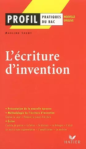Couverture du produit · L'Ecriture d'invention