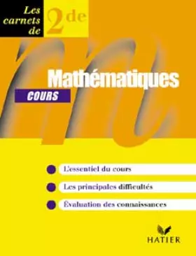 Couverture du produit · Mathématiques, seconde, carnet de cours