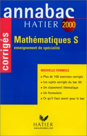 Couverture du produit · Annabac corrigés 2000 - mathématiques S : enseignement de spécialité