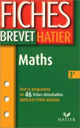Couverture du produit · Fiches Brevet : Mathématiques, 3e