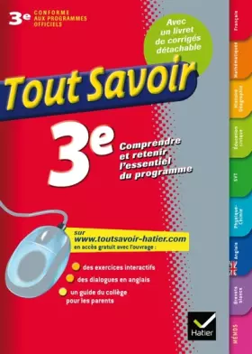 Couverture du produit · Tout savoir 3e