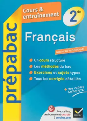 Couverture du produit · Français 2de - Prépabac Cours & entraînement: Cours, méthodes et exercices - Seconde