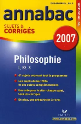 Couverture du produit · Philosophie Tle L, ES, S : Sujets et corrigés