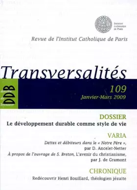 Couverture du produit · Revue Transversalites N 109