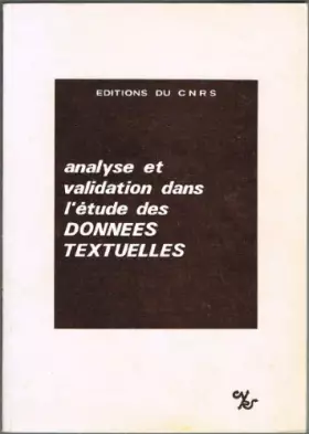 Couverture du produit · Analyse et validation dans l'étude des données textuelles