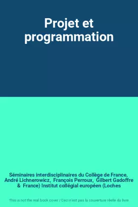Couverture du produit · Projet et programmation