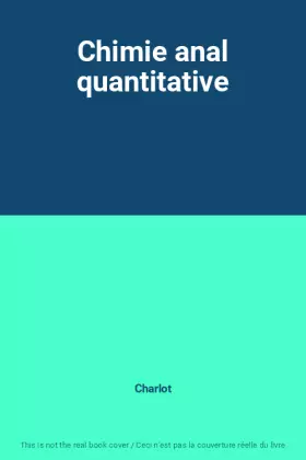 Couverture du produit · Chimie anal quantitative