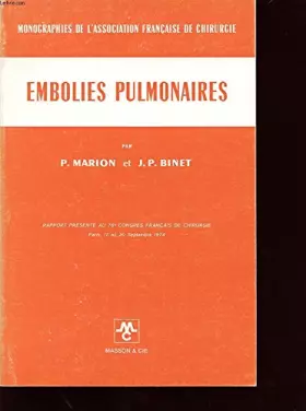 Couverture du produit · Embolies pulmonaires