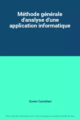 Couverture du produit · Méthode générale d'analyse d'une application informatique
