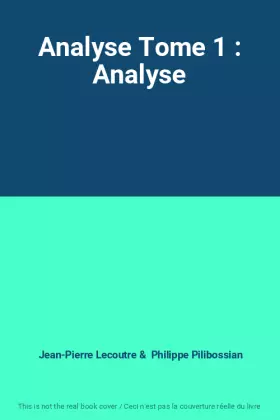 Couverture du produit · Analyse Tome 1 : Analyse
