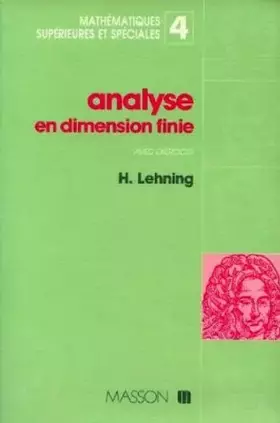 Couverture du produit · Analyse en dimension finie avec exercice