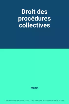Couverture du produit · Droit des procédures collectives