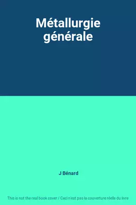Couverture du produit · Métallurgie générale