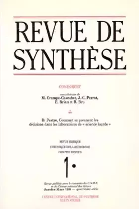 Couverture du produit · Revue de Synthèse, Avril 1998 : Condorcet