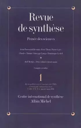 Couverture du produit · Revue de Synthèse, numéro 1 : Pensée des sciences