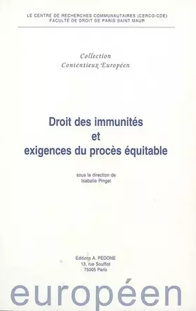 Couverture du produit · Droit des immunités et exigences du procès équitable