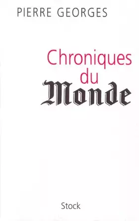 Couverture du produit · Chroniques du monde