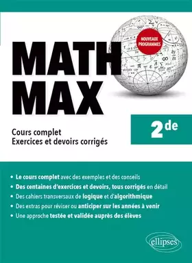 Couverture du produit · Math Max - Seconde - Cours complet, exercices et devoirs corrigés - Nouveaux programmes