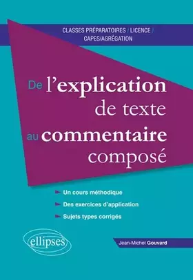 Couverture du produit · De l'explication de texte au commentaire composé