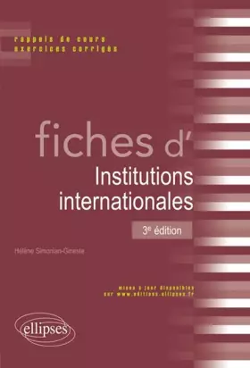 Couverture du produit · Fiches d'Institutions Internationales