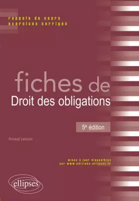 Couverture du produit · Fiches de Droit des Obligations