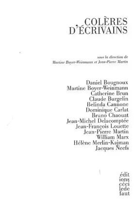 Couverture du produit · Colères d'écrivains