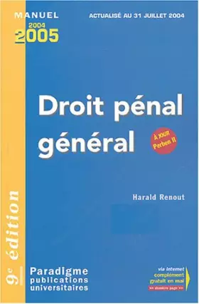 Couverture du produit · Droit pénal général